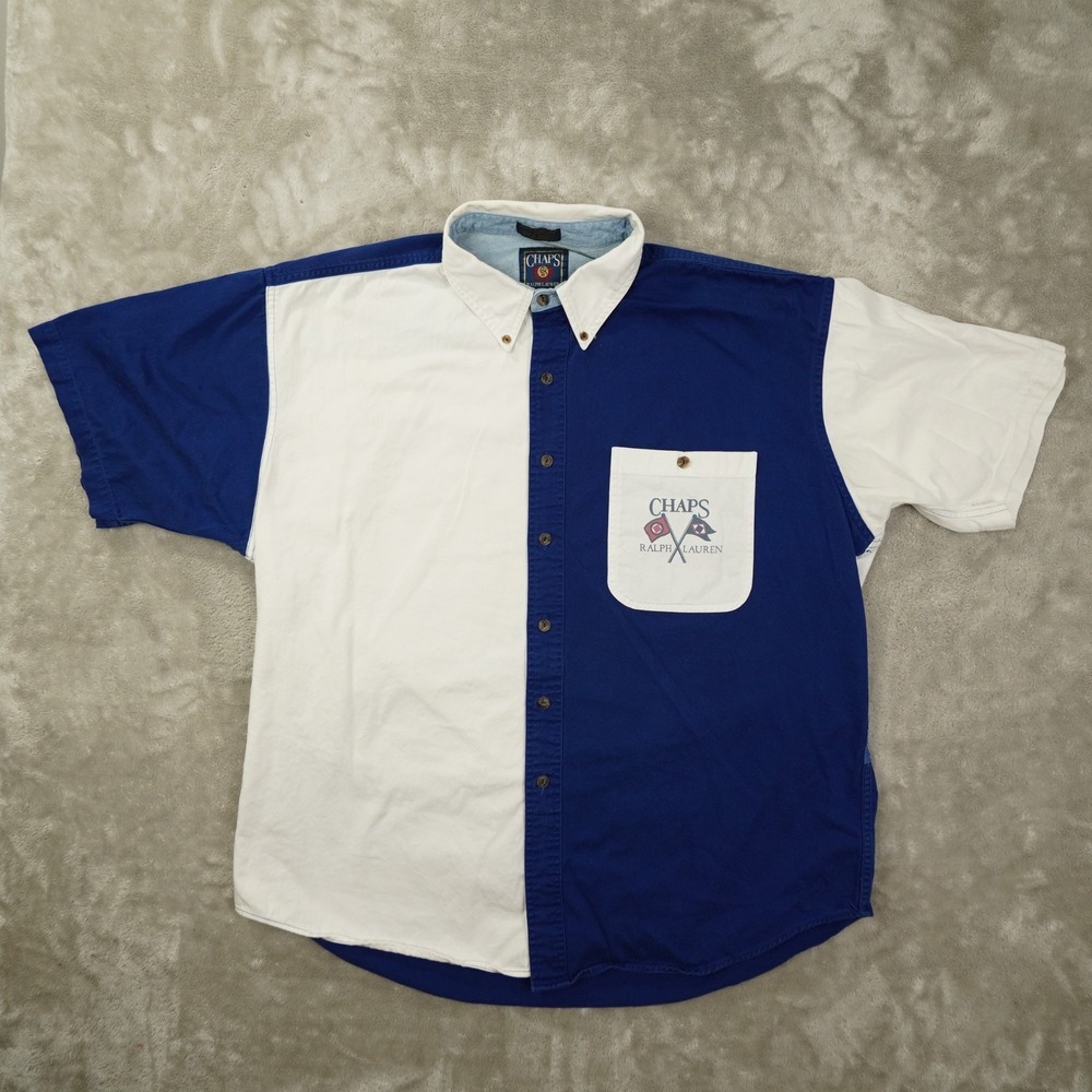 Chaps Ralph Lauren Sailboat Graphic Button Up Shirt Men's XL Colorblock Nautical - Picture 2 of 7